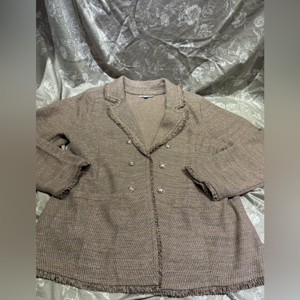 Chico’s gold sparkle sweater cardigan blazer 3 XL 16